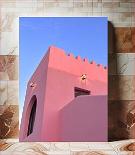 Πίνακας, Pink Building with Blue Sky Ροζ κτίριο με μπλε ουρανό