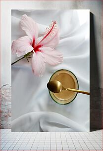 Πίνακας, Pink Flower and Coffee Spoon Ροζ λουλούδι και κουταλάκι του καφέ