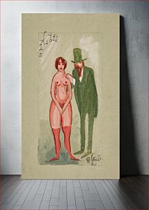 Πίνακας, Pink lady and green man by Robert Storm Petersen