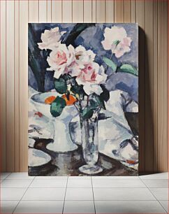 Πίνακας, Pink Roses in a Glass Vase (late 1920s) by Samuel John Peploe