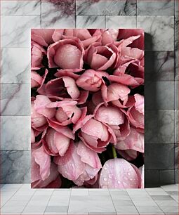 Πίνακας, Pink Tulips with Dew Ροζ τουλίπες με δροσιά