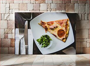 Πίνακας, Pizza Slice with Greens Φέτα πίτσας με χόρτα
