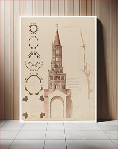 Πίνακας, Plans, elevation, and section of the tower in Chiaravalle, Milanese, Italy