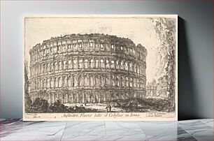 Πίνακας, Plate 12: Flavian Amphitheater, called the Colosseum. 1. Arch of Constantine. 2. Palatine Hill. (Anfiteatro Flavio detto il Colosseo in Roma. 1. Arco di Costantino. 2. Monte Palatino.)