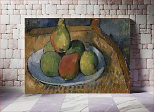 Πίνακας, Plate of Fruit on a Chair (Assiette de fruits sur une chaise) by Paul Cézanne
