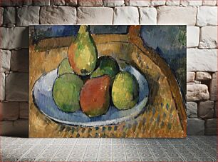 Πίνακας, Plate of Fruit on a Chair (Assiette de fruits sur une chaise) (ca.1879–1880) by Paul Cézanne