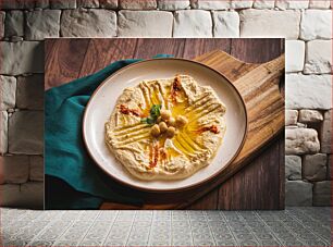 Πίνακας, Plate of Hummus with Garnish Πιάτο χούμους με γαρνιτούρα