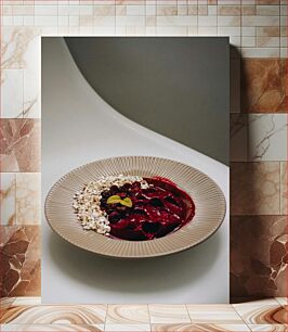 Πίνακας, Plated Dessert with Berries Επιχρυσωμένο Επιδόρπιο με Μούρα