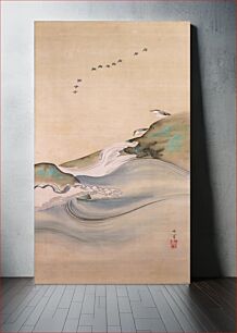 Πίνακας, Plovers, Rocks, and Waves during first half 19th century by Suzuki Kiitsu