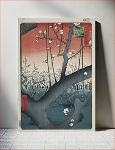 Πίνακας, Plum Park in Kameido (亀戸梅屋舗, Kameido Umeyashiki), a woodblock print in the ukiyo-e genre by Japanese artist Hiroshige