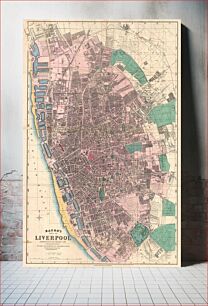 Πίνακας, Pocket map of Liverpool, England (1890) by Bacon’s scarce c