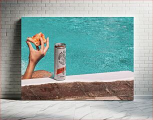 Πίνακας, Poolside Relaxation with Pizza and Drink Χαλάρωση δίπλα στην πισίνα με πίτσα και ποτό