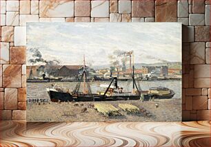 Πίνακας, Port of Rouen, Unloading Wood (1898) by Camille Pissarro
