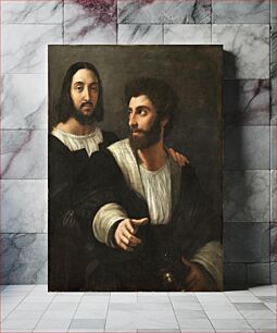 Πίνακας, Portrait de l'artiste avec un ami, by Raffaello Sanzio, from C2RMF retouched