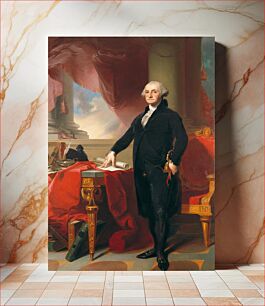 Πίνακας, Portrait. George Washington in red drapery, black costume with white frills