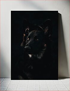 Πίνακας, Portrait of a Dark Fur Dog Πορτρέτο ενός σκύλου με σκούρα γούνα