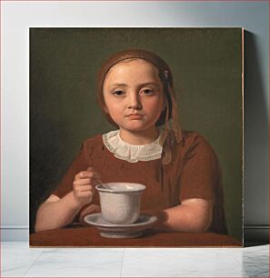 Πίνακας, Portrait of a Little Girl, Elise Købke, with a Cup in front of her by Constantin Hansen