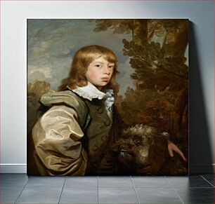 Πίνακας, Portrait of a young boy, three quarters view, with a dog