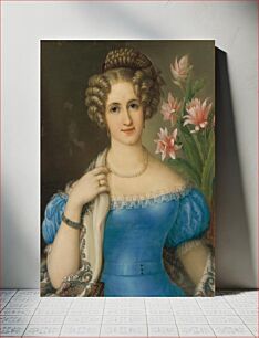 Πίνακας, Portrait of a young lady in a blue dress, Josef Ginovsky