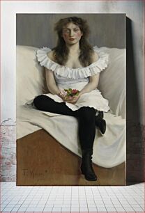 Πίνακας, Portrait of a young woman in white, 1893, by Thorsten Wasastjerna