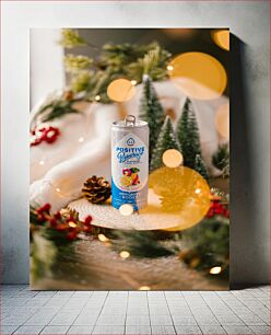 Πίνακας, Positive Beverage Can with Holiday Decorations Θετική κονσέρβα ποτών με γιορτινά διακοσμητικά