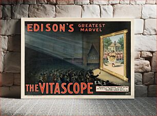 Πίνακας, Poster for The Vitascope showing a movie audience, watching a large screen with women dancing on it