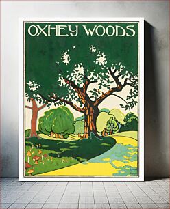 Πίνακας, Poster, Oxhey Woods, London Underground (1915), landscape view with rolling hills and path leading through by Edward McKnight Kauffer