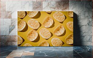 Πίνακας, Potato Chips on Yellow Background Τσιπς πατάτας σε κίτρινο φόντο