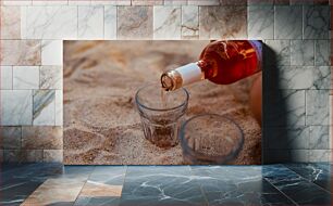 Πίνακας, Pouring Drink on the Beach Ρίχνοντας Ποτό στην Παραλία