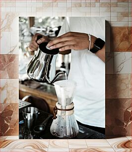 Πίνακας, Pouring Hot Water for Coffee Ρίχνοντας ζεστό νερό για καφέ