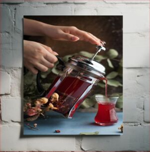 Πίνακας, Pouring Red Tea from a French Press Ρίχνοντας κόκκινο τσάι από γαλλικό πιεστήριο