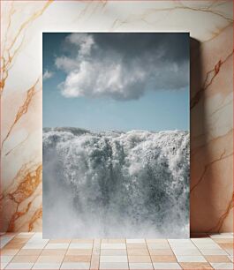 Πίνακας, Powerful Waterfall Under Cloudy Sky Ισχυρός καταρράκτης κάτω από συννεφιασμένο ουρανό