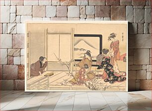 Πίνακας, “Preparing Food for the Warbler,” from the album Men’s Stamping Dance (Otoko dōka, uguisu no esa suri) by Utamaro Kitagawa (1754–1806)