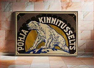 Πίνακας, Pressed tin firemark for Nordische Versicherunggs, Pohja Kinnitusselts in Estonia showing raised image of bear with company name surrounding bear