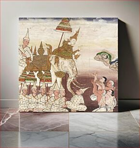 Πίνακας, Prince Vessantara Gives Away His White Elephant, Scene from Vessantara Jataka on Generosity