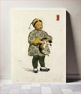 Πίνακας, Print shows a Chinese boy holding a cat. Probably sketched in San Francisco, Chinatown (1897) by Helen Hyde