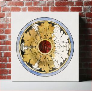 Πίνακας, Projet pour un panneau de vitrail: rose à motif de feuilles d'acanthe: grisaille, jaune d'argent during 19th century by Prosper Lafaye