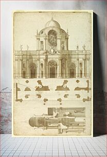 Πίνακας, Proposed Elevation, Section, and Plan for the Facade of San Giovanni, Laterano, Rome, Italy, Andrea Pozzo