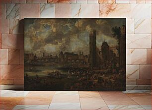 Πίνακας, Prospekt af Paris ved Seinen med mange figurer (Prospectus of Paris on the Seine with many figures) by unknown
