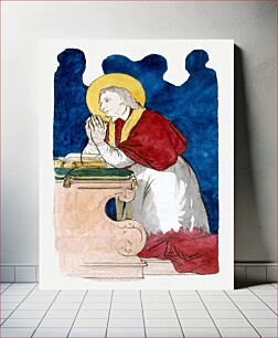 Πίνακας, Prosper Lafaye's Dessin de vitrail: saint agenouillé devant un prie-dieu (ca. 1845-1875)