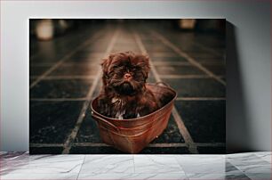 Πίνακας, Puppy in a Rusty Bucket Κουτάβι σε σκουριασμένο κουβά