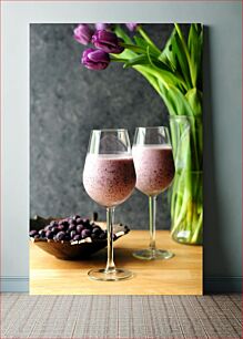 Πίνακας, Purple Tulips and Smoothies Μωβ Τουλίπες και Smoothies