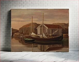 Πίνακας, Quay and boat shed, 1850, Wilhelm von Wright