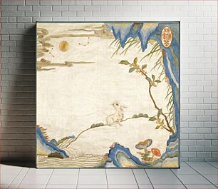 Πίνακας, Rabbit in Landscape with Clouds, Moon, Two Constellations, Rocks, Bamboo, Flowering Shrubs, Lingzhi Fungus, Pine and Wwater Plants