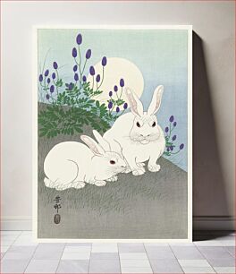 Πίνακας, Rabbits at full moon (1920 - 1930) by Ohara Koson (1877-1945)