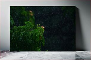 Πίνακας, Rain on Green Leaves Βροχή σε πράσινα φύλλα