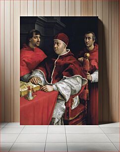 Πίνακας, Raphael's Portrait of Pope Leo X and his cousins, cardinals Giulio de' Medici and Luigi de' Rossi (ca. 1518–1519)