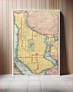 Πίνακας, Rapid transit map of Manhattan and adjacent districts of New York City (1908) by Rand McNally and Company