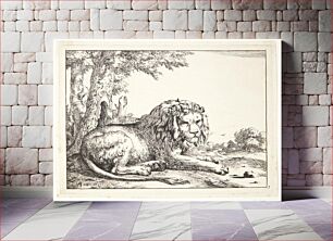 Πίνακας, Reclining lion facing right by Marcus de Bye