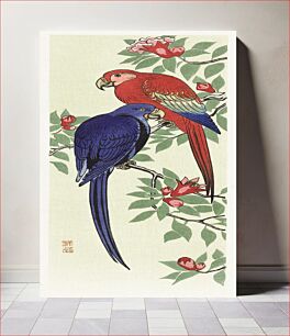 Πίνακας, Red and a blue parrot (1925 - 1936) by Ohara Koson (1877-1945)